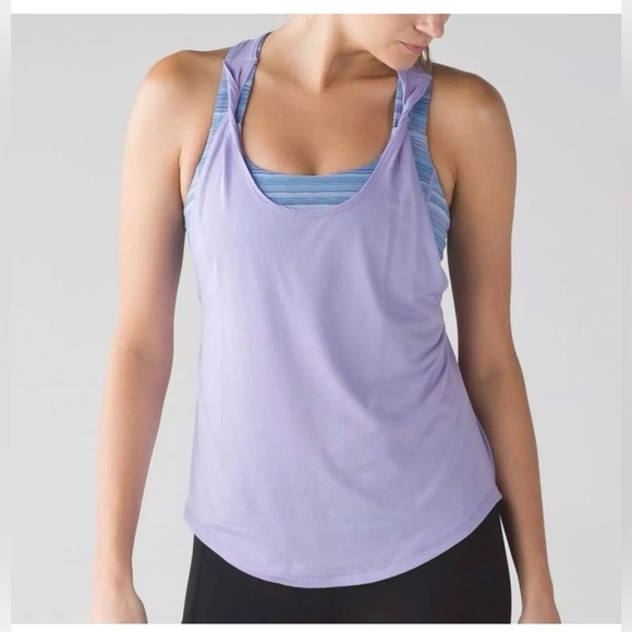 lululemon athletica Tops - Lululemon Ready & Go Tank Lilac / Wave Twist Lilac Kayak Blue Size 4